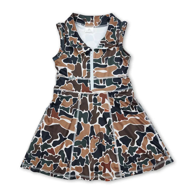 RTS NO MOQ Sibling Baby Girls Athletic Zip Active Wear Work Out Dresses