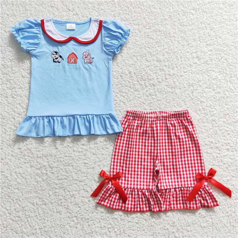 RTS NO MOQ Girls Boys embroidery Clothes Sets and romper