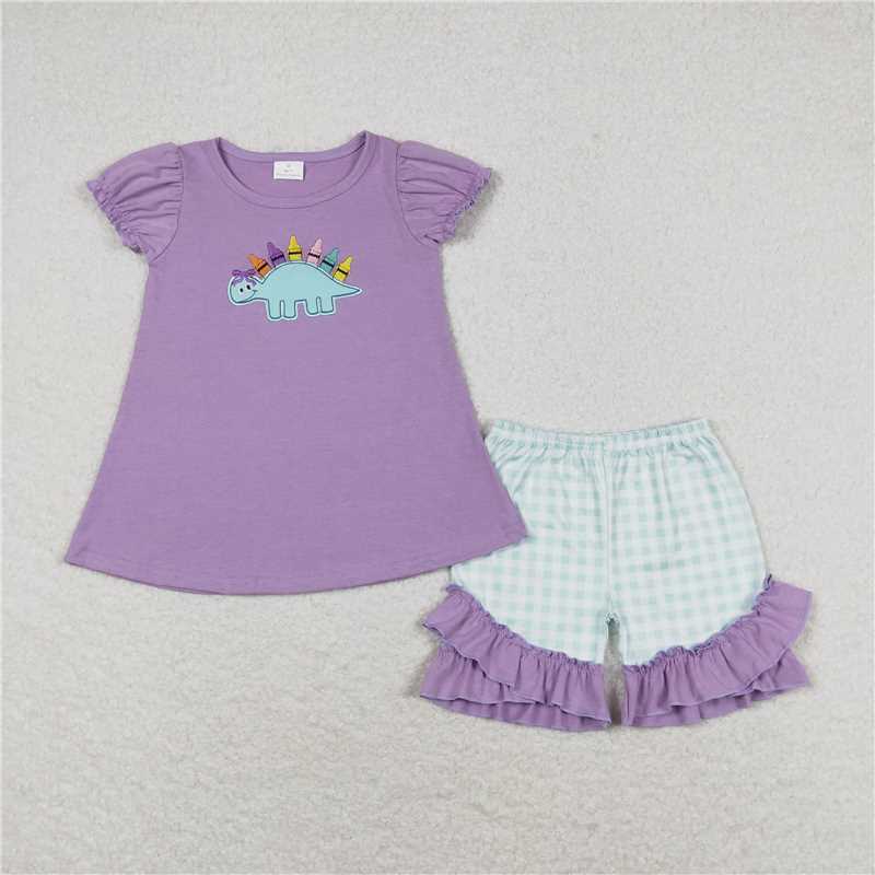 RTS NO MOQ Embroidery short-sleeved shorts suit & short-sleeved sets