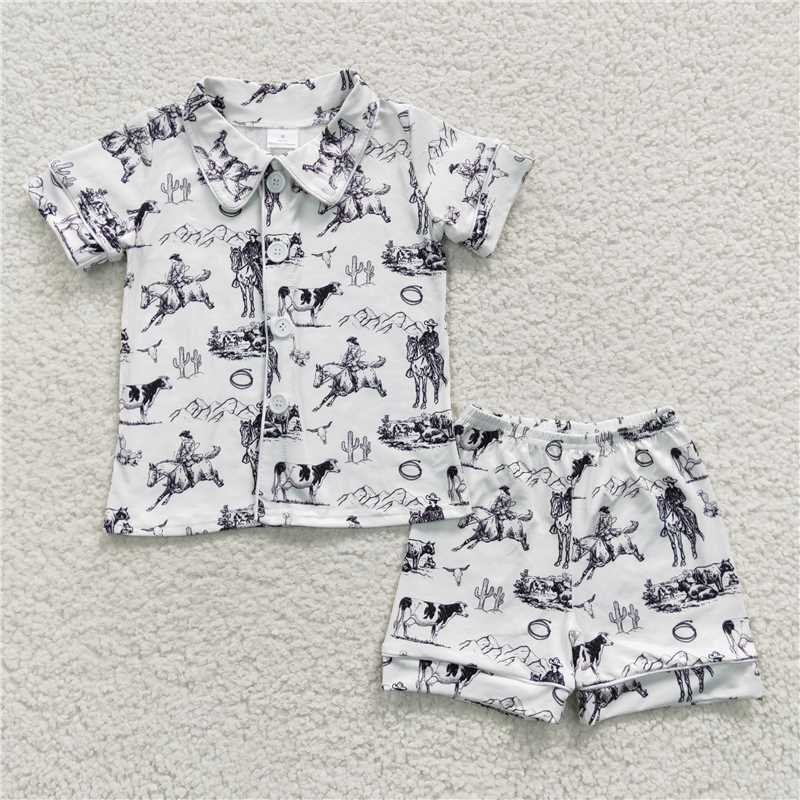 RTS NO MOQ baby boys short-sleeved shorts pajamas suit