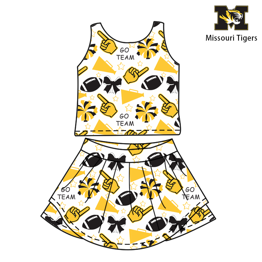 Custom moq 5 mix sizes summer teams baby girls clothes team yellow short sleeve skirts shorts sets and dress-25.6.7