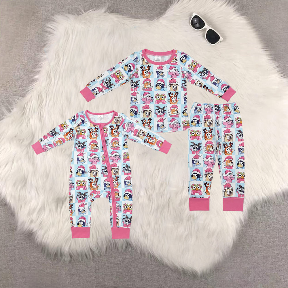 RTS NO MOQ Sibling Cute Clothes  Baby Girls Christmas long-sleeved trousers suit & romper