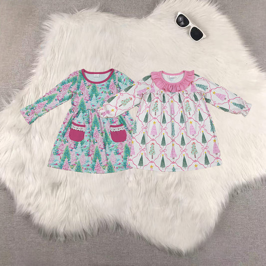 RTS Sibling baby girls clothes Christmas long Sleeve dresses