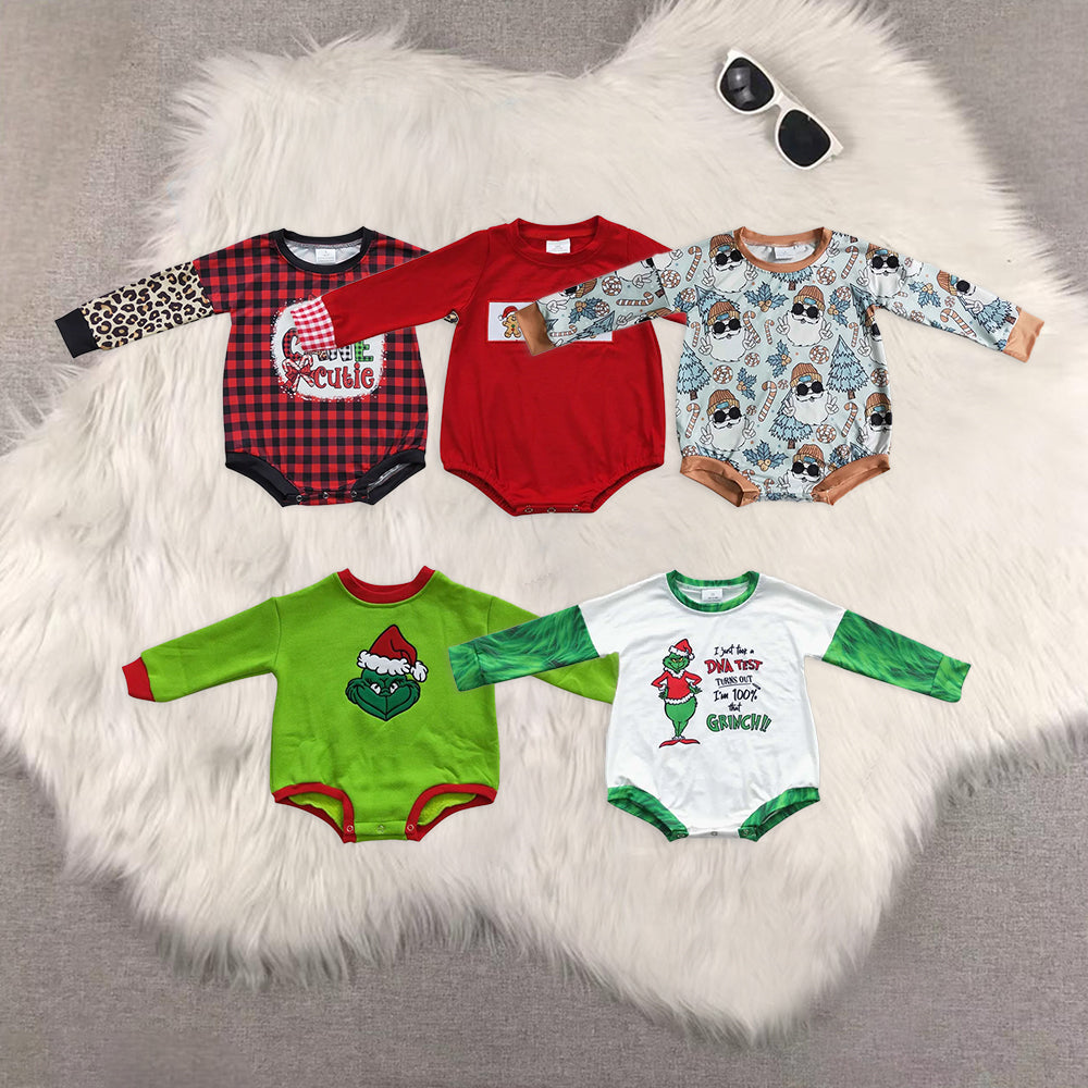 RTS NO MOQ Baby boy clothes Christmas long Sleeve Romper Mixed Sizes