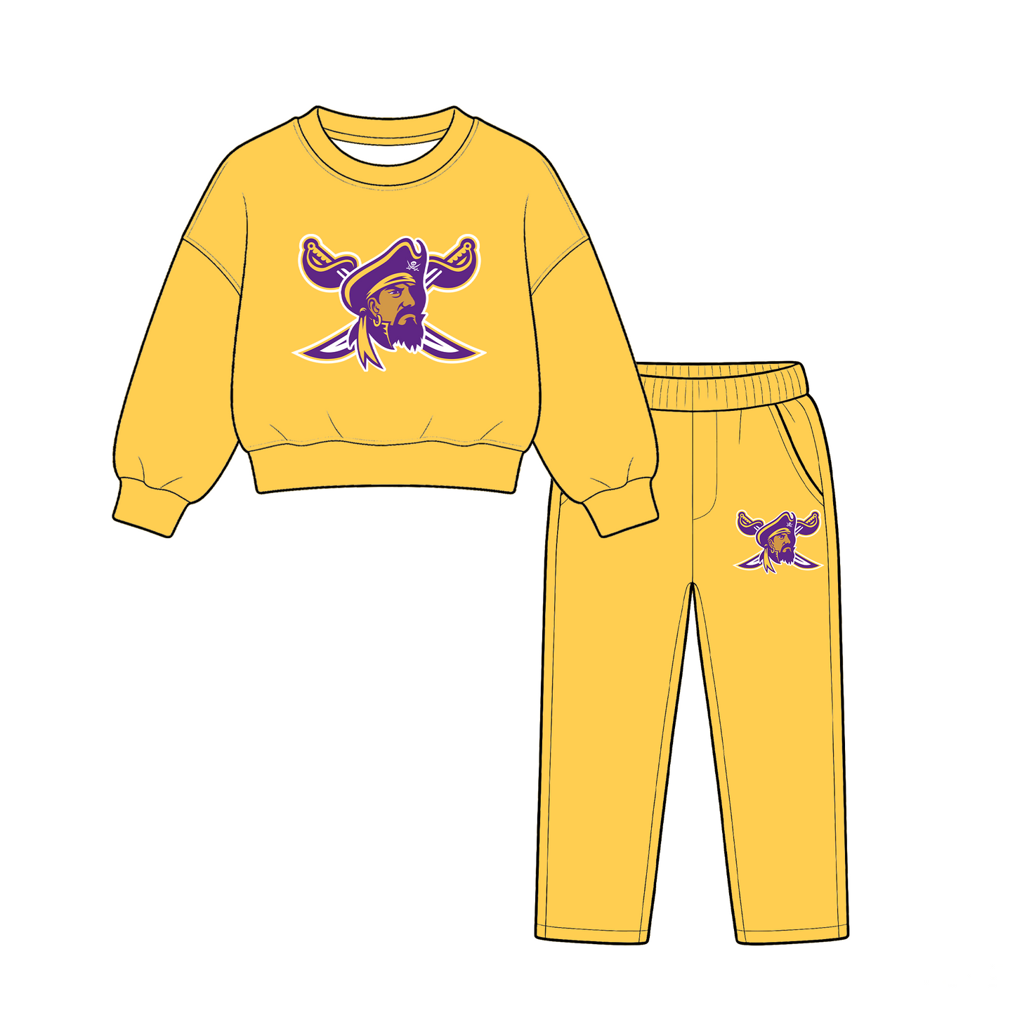 custom moq 5 mix size XY070110  Baby Kids Solid Long Sleeve Crew Neck Top With Side Pocket Elastic Waist Jogger Pants Two Piece Team Sports Suit