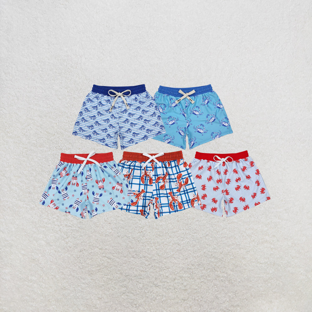 RTS NO MOQ（In Stock)Baby Boys Summer Crab Fishes Trunks Swimsuits Swimwear