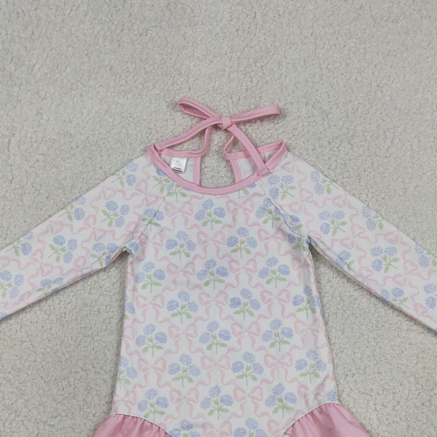 RTS NO MOQ milk silk S0655 Baby Girls Summer Flower Bows Checked Bummies One Piece Swimsuits