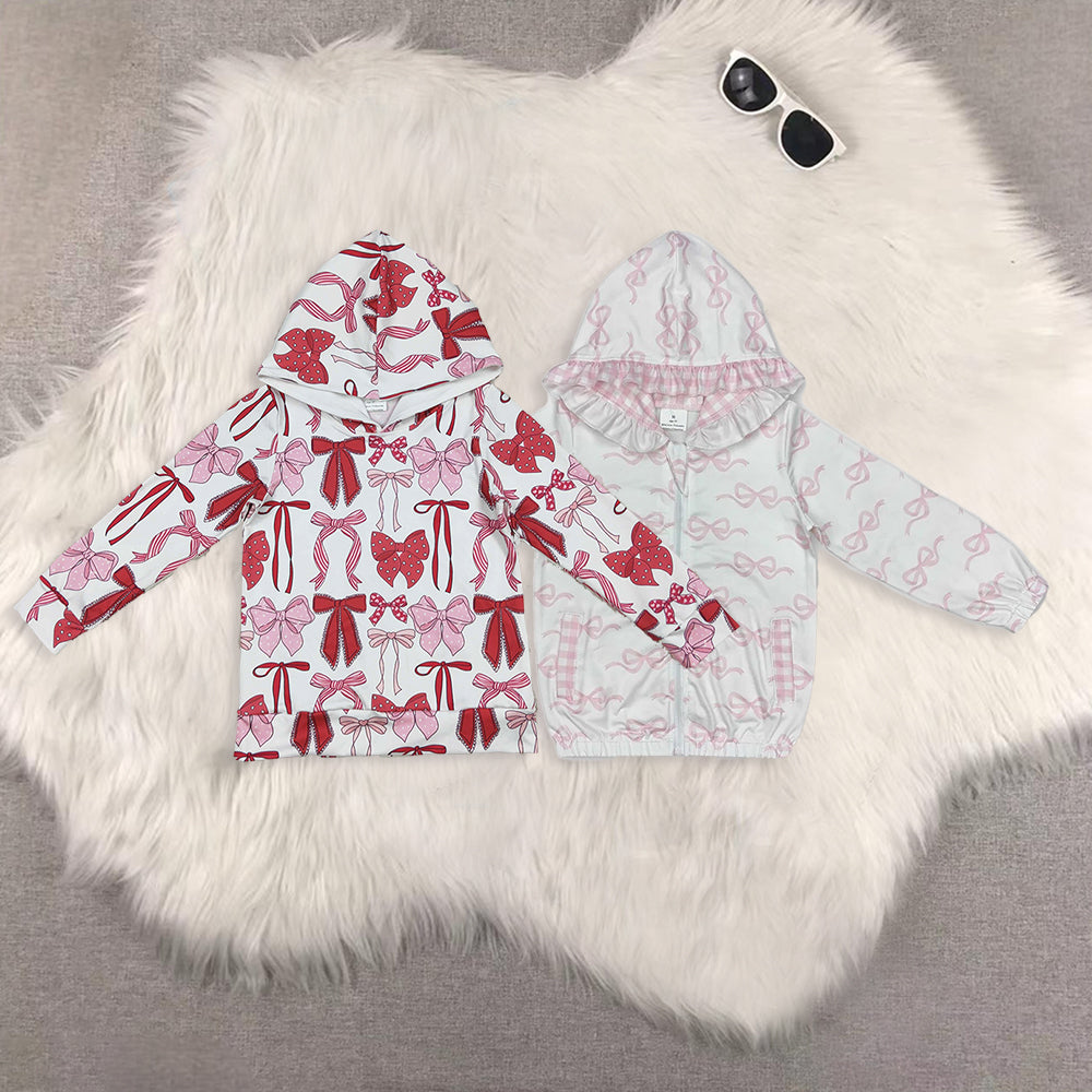 RTS NO MOQ Sibling Baby Girls clothes hooded Collar Pullover Long Sleeve Tops