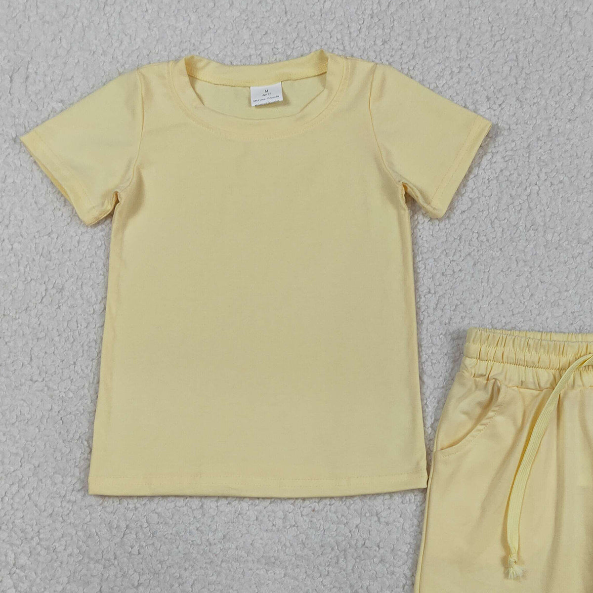 RTS NO MOQ BSSO1888 Baby Boys Yellow Short Sleeve Shirt with Pockets And Shorts Outfit