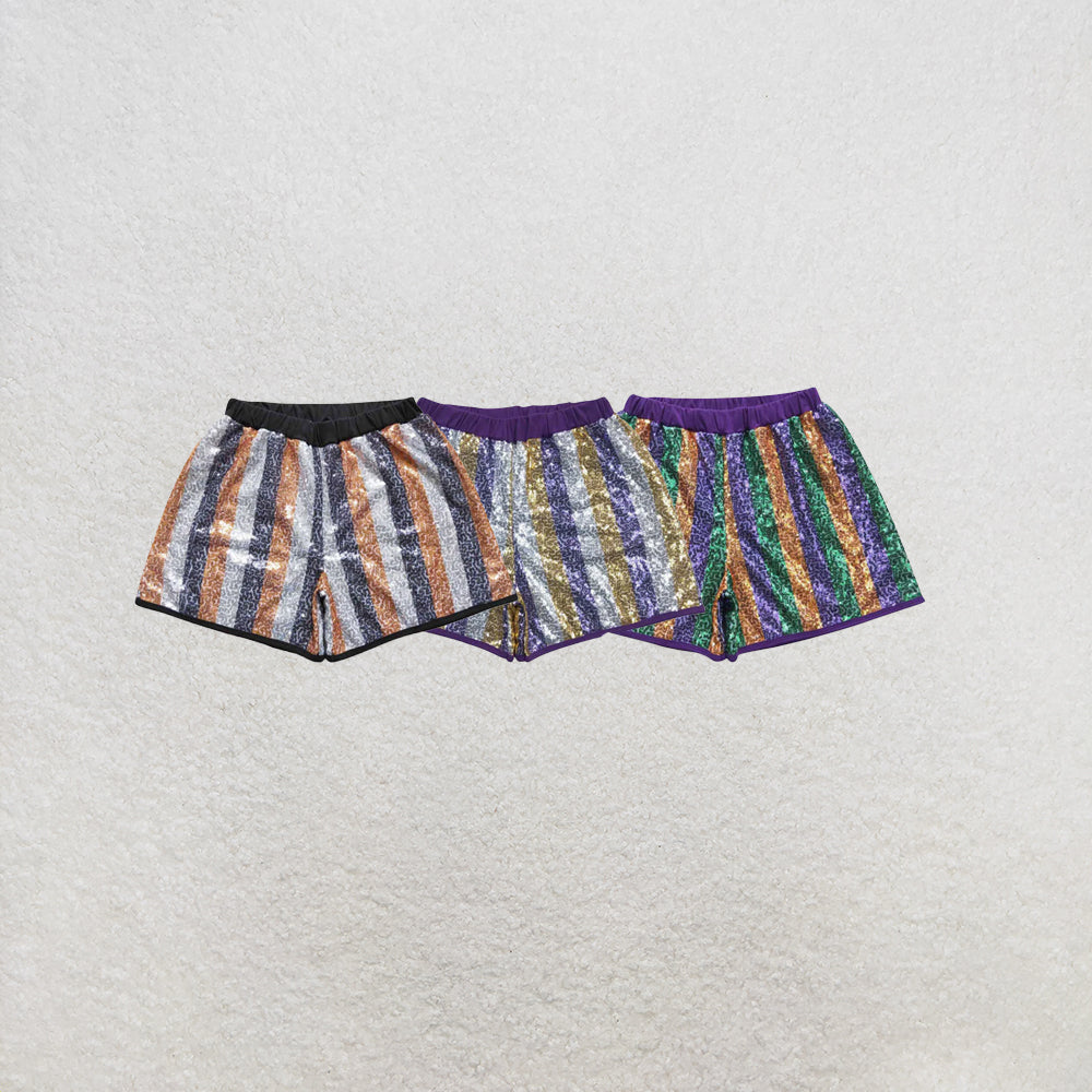 RTS NO MOQ Sibling Adult Women Green Purple Gold Sequin Shorts