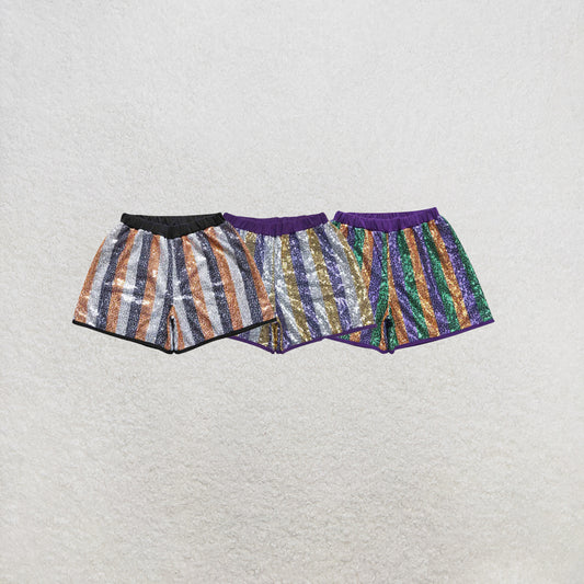 RTS NO MOQ Sibling Adult Women Green Purple Gold Sequin Shorts
