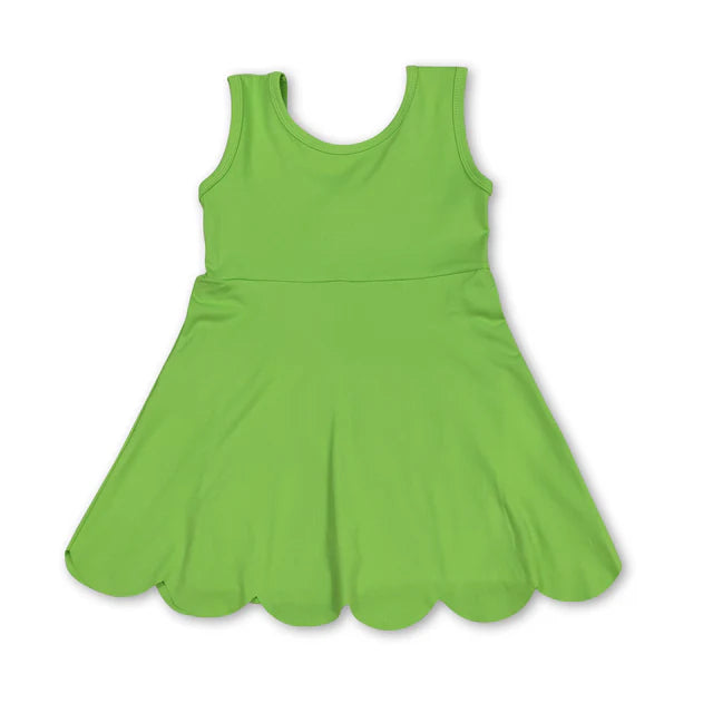 RTS NO MOQ Sibling Baby Girls Sleeveless Activity Wear Yoga Ruffle Knee Length Dresses
