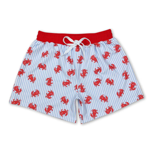 RTS NO MOQ（In Stock)Baby Boys Summer Crab Fishes Trunks Swimsuits Swimwear