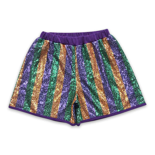 RTS NO MOQ Sibling Adult Women Green Purple Gold Sequin Shorts