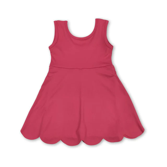 RTS NO MOQ Sibling Baby Girls Sleeveless Activity Wear Yoga Ruffle Knee Length Dresses