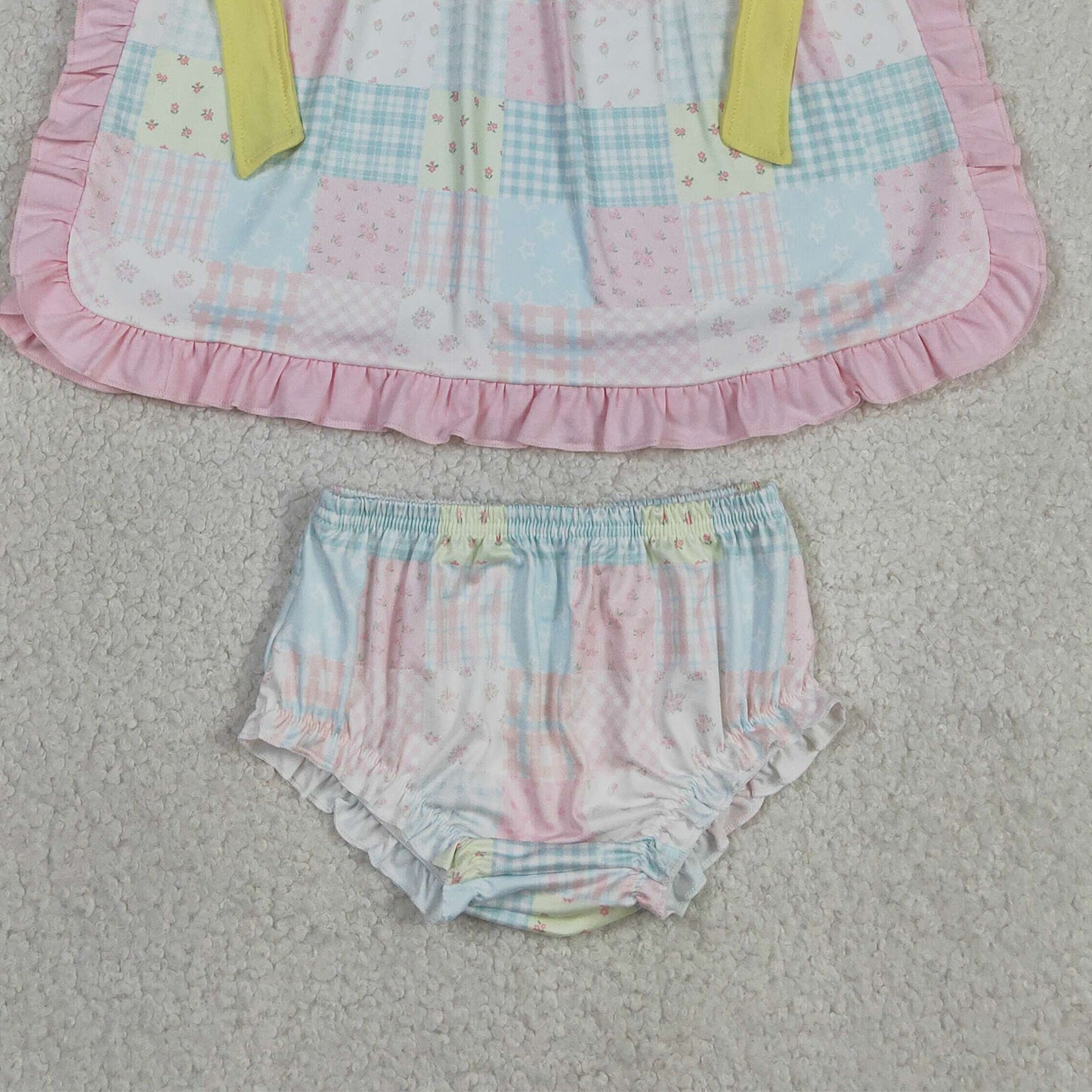 RTS NO MOQ GBO0513 milk silk Baby Girls Summer Colorful Floral Checked Bummies Set