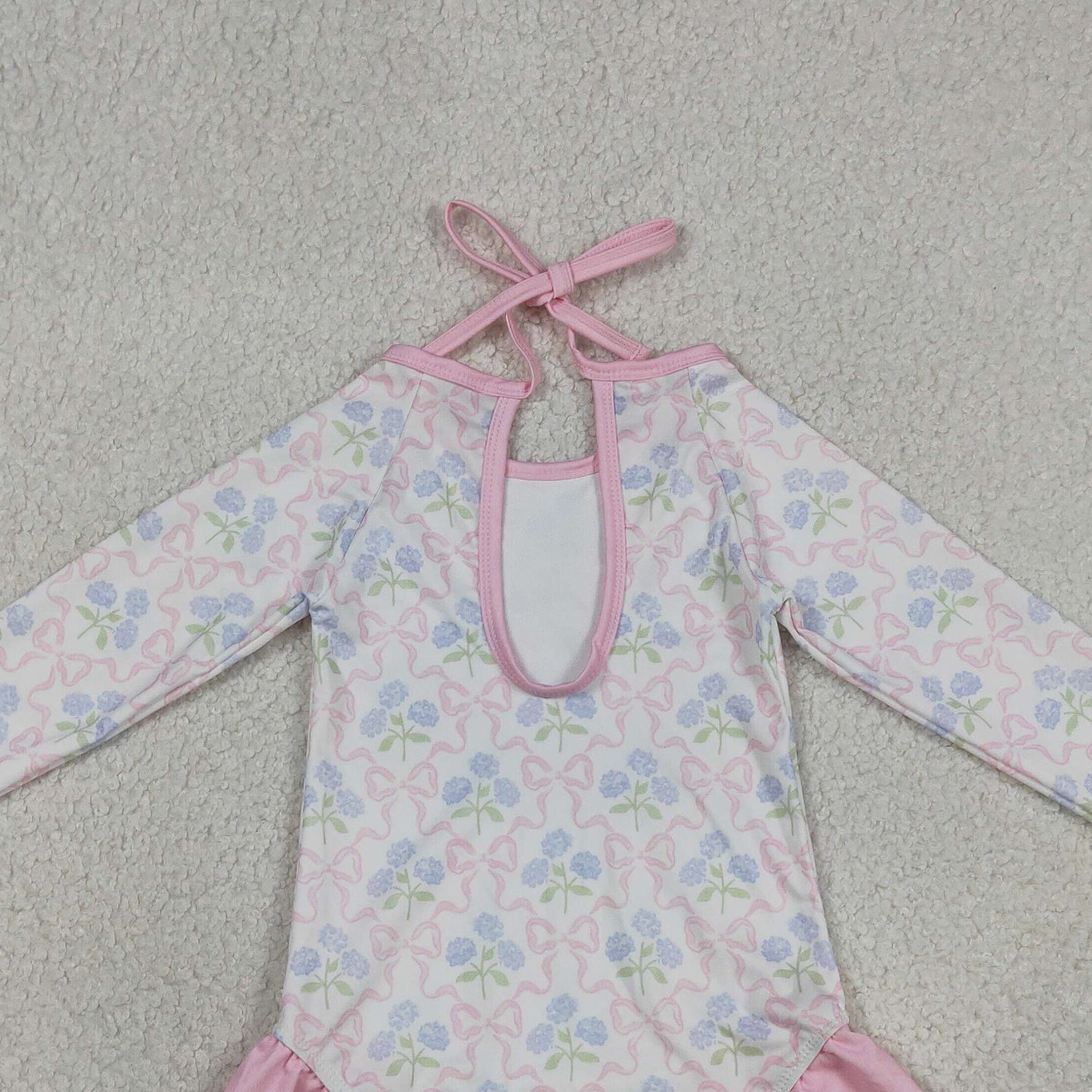 RTS NO MOQ milk silk S0655 Baby Girls Summer Flower Bows Checked Bummies One Piece Swimsuits