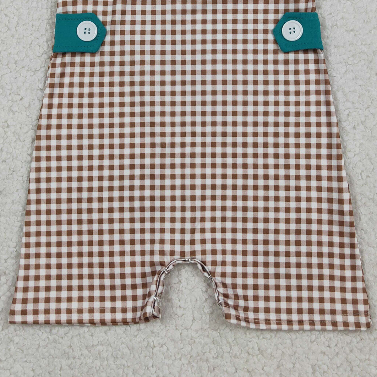 RTS NO MOQ SR3508 Baby Boys Khaki Checked Embroidery Ducks Daddy Buddy Rompers