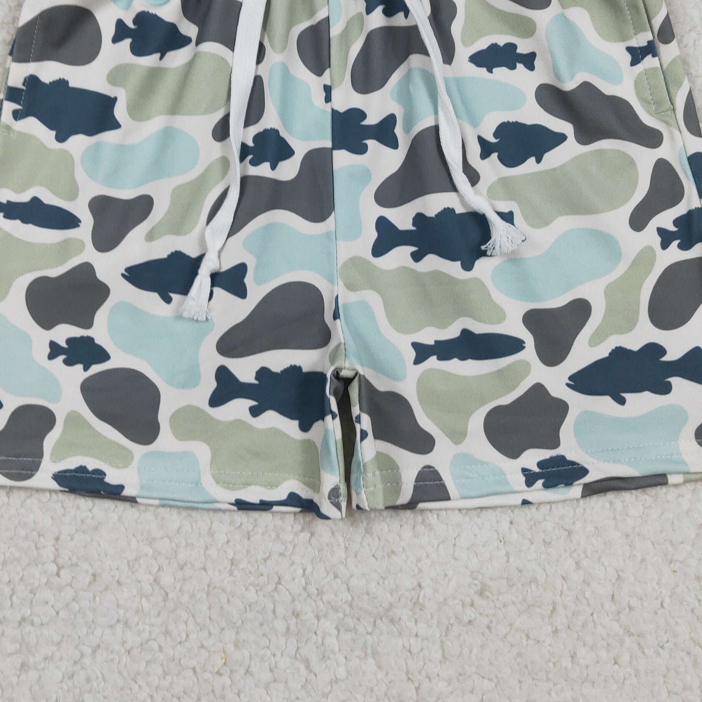 RTS NO MOQ milk silk SS0893 Baby Boys Southern Camo Fishes Hunting Shorts Bottom