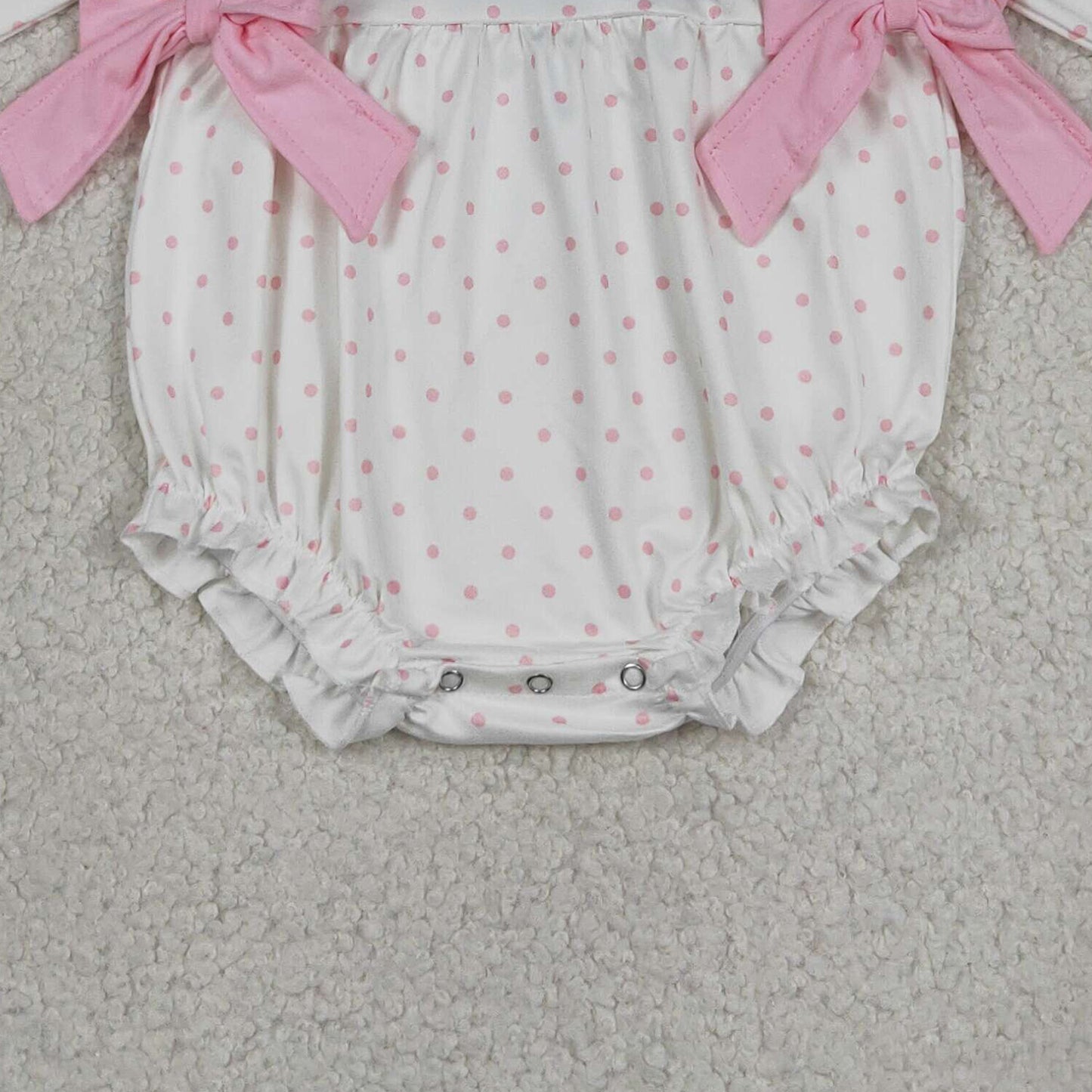 RTS NO MOQ milk silk LR2947 Pink Polka Dots Embroidery Cake Baby Girls Birthday Ruffle Rompers