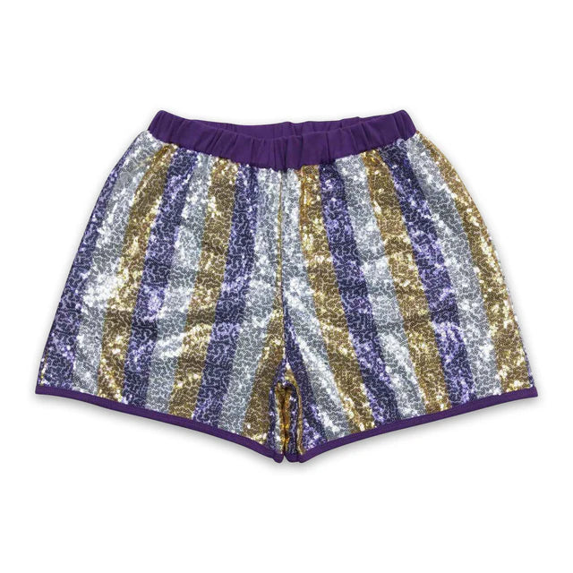 RTS NO MOQ Sibling Adult Women Green Purple Gold Sequin Shorts