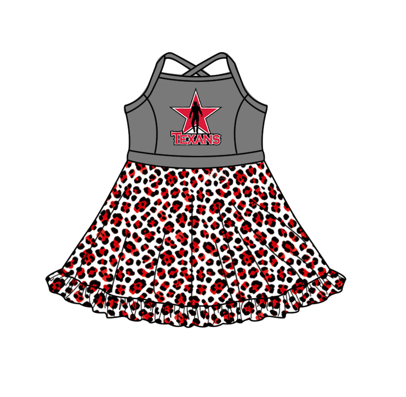 custom moq 5 mix size XY063010 Baby Girls Strap Activity Wear Leopard Print Knee Length Skort Yoga Dress
