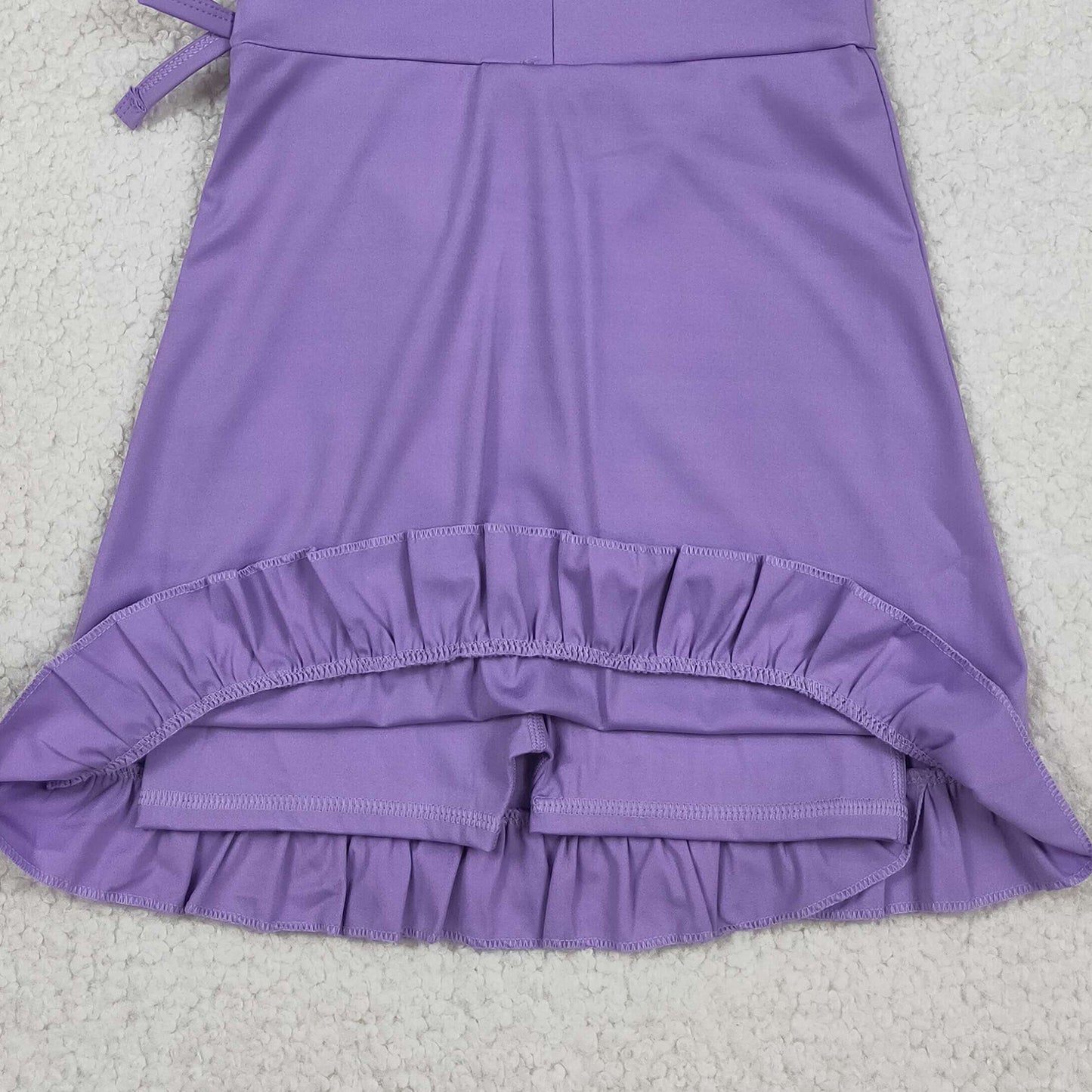RTS NO MOQ GSD3036 Baby Girls Purple Ruffle Sleeveless Yoga Sports Dresses