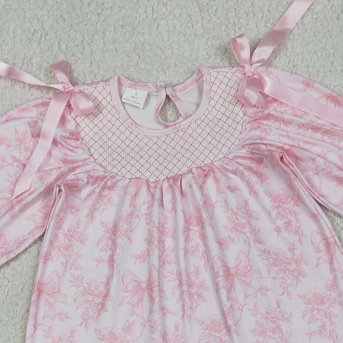 RTS NO MOQ GLP3285 Baby Girls Embroidered Checked Tunic with Pink Flowers Matching Legging Pants 2-Piece Outfit Set