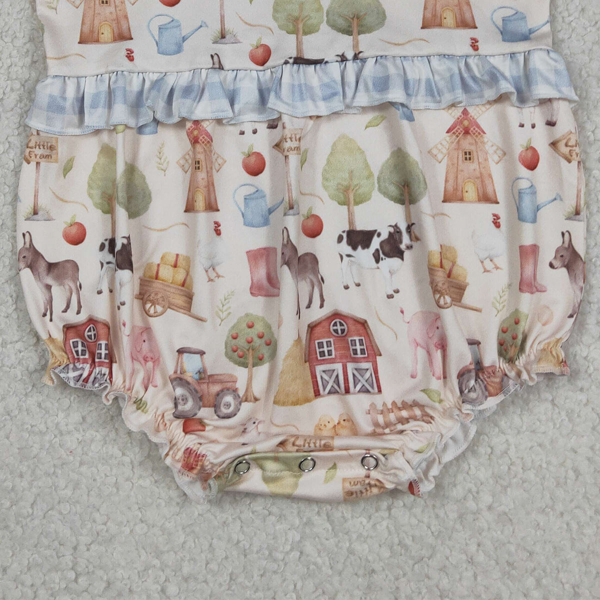 RTS NO MOQ SR3852 Baby Girls Sleeveless Ruffle Rompers with Pigs And Cows Farm Cute Baby Outfit for Girls