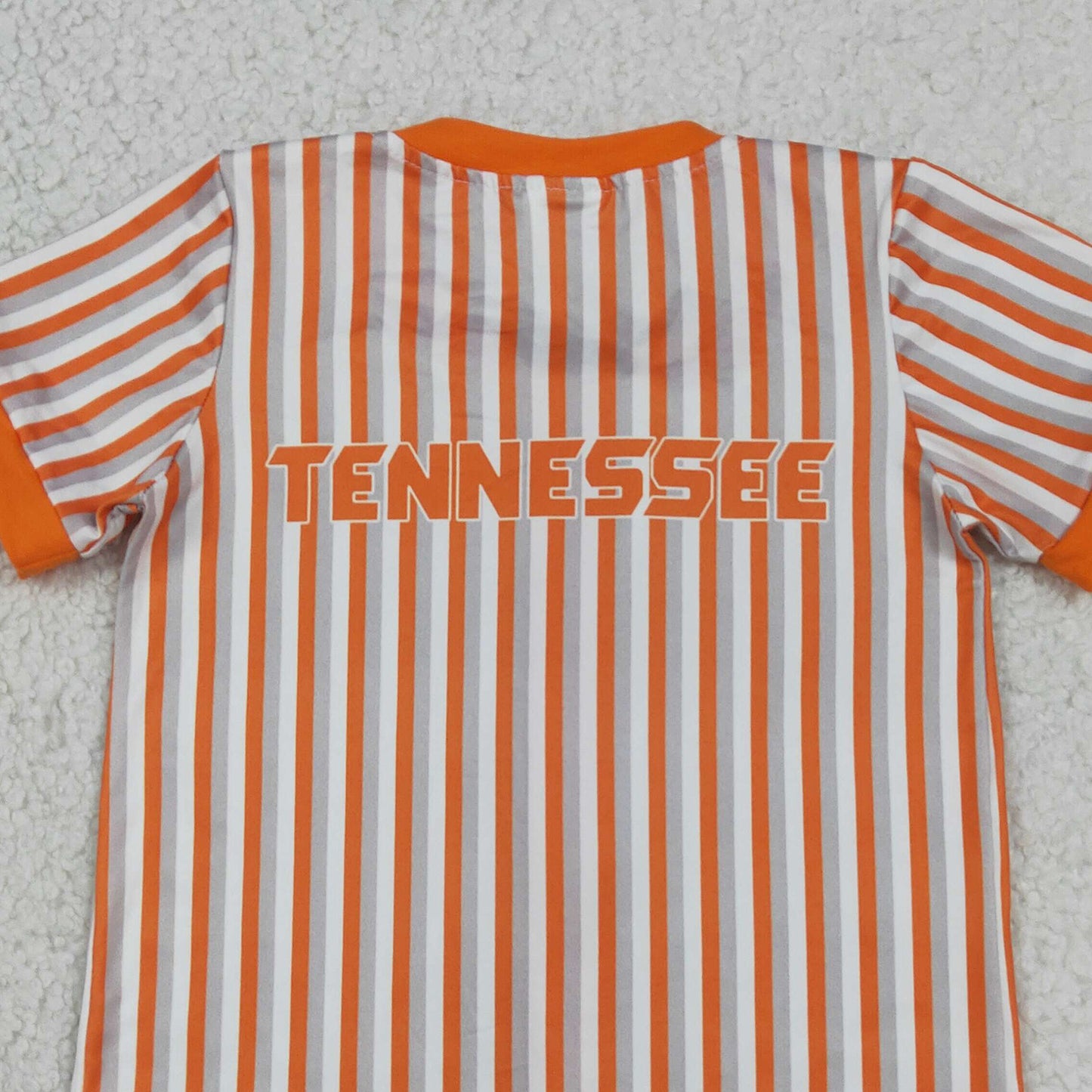 RTS NO MOQ BT1747 Baby Boys Orange Striped Team Button Tee Tops