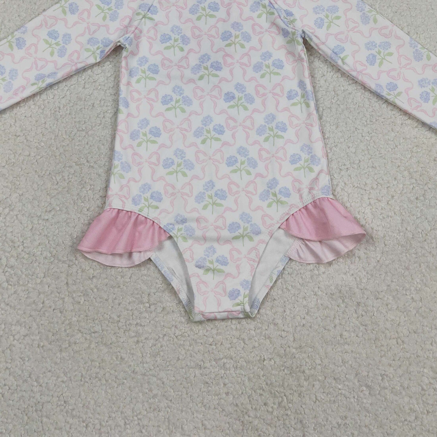 RTS NO MOQ milk silk S0655 Baby Girls Summer Flower Bows Checked Bummies One Piece Swimsuits