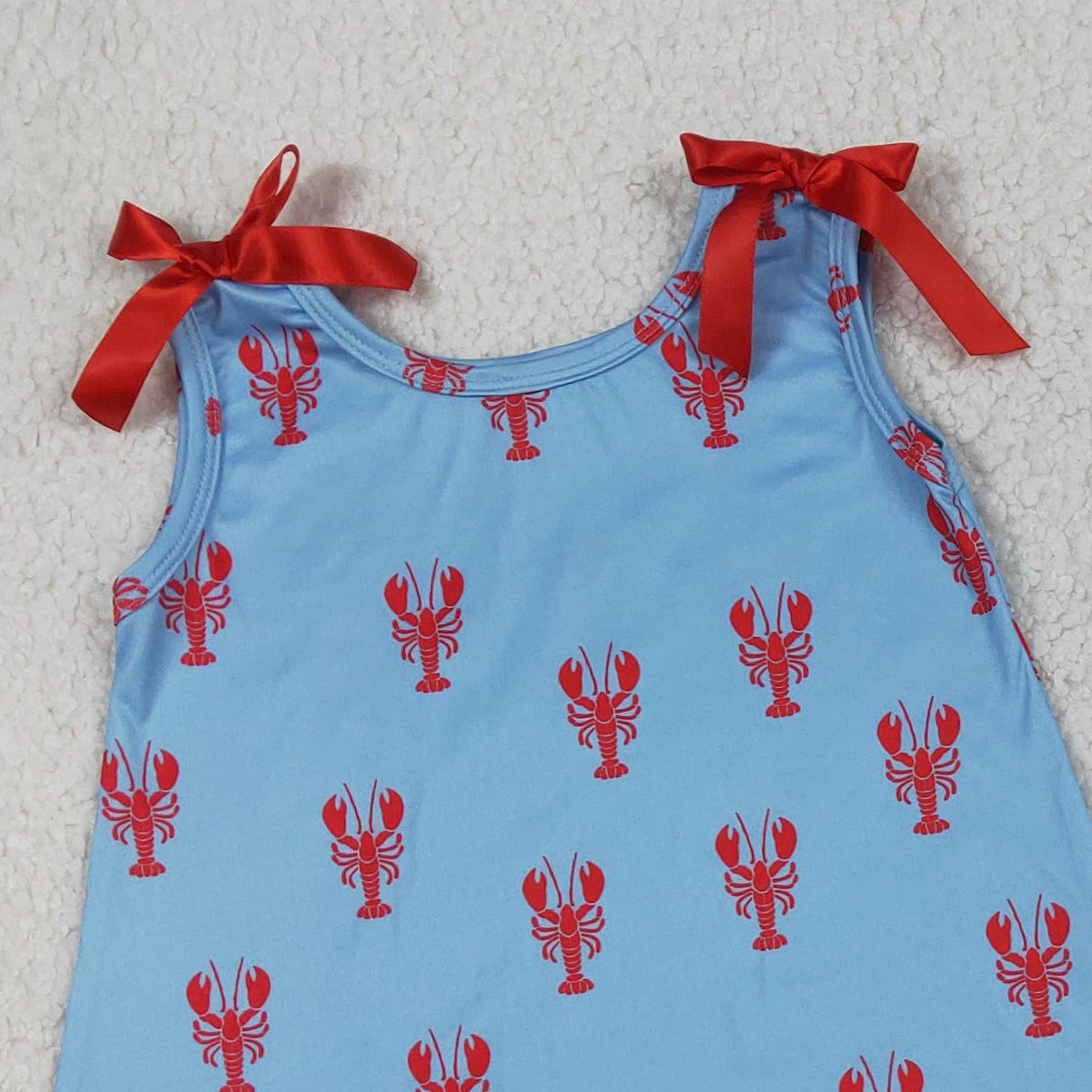 RTS NO MOQ GSSO3050 Baby Girls Sleeveless Crayfishes Scallop Tunic Ruffle Shorts Outfit Set