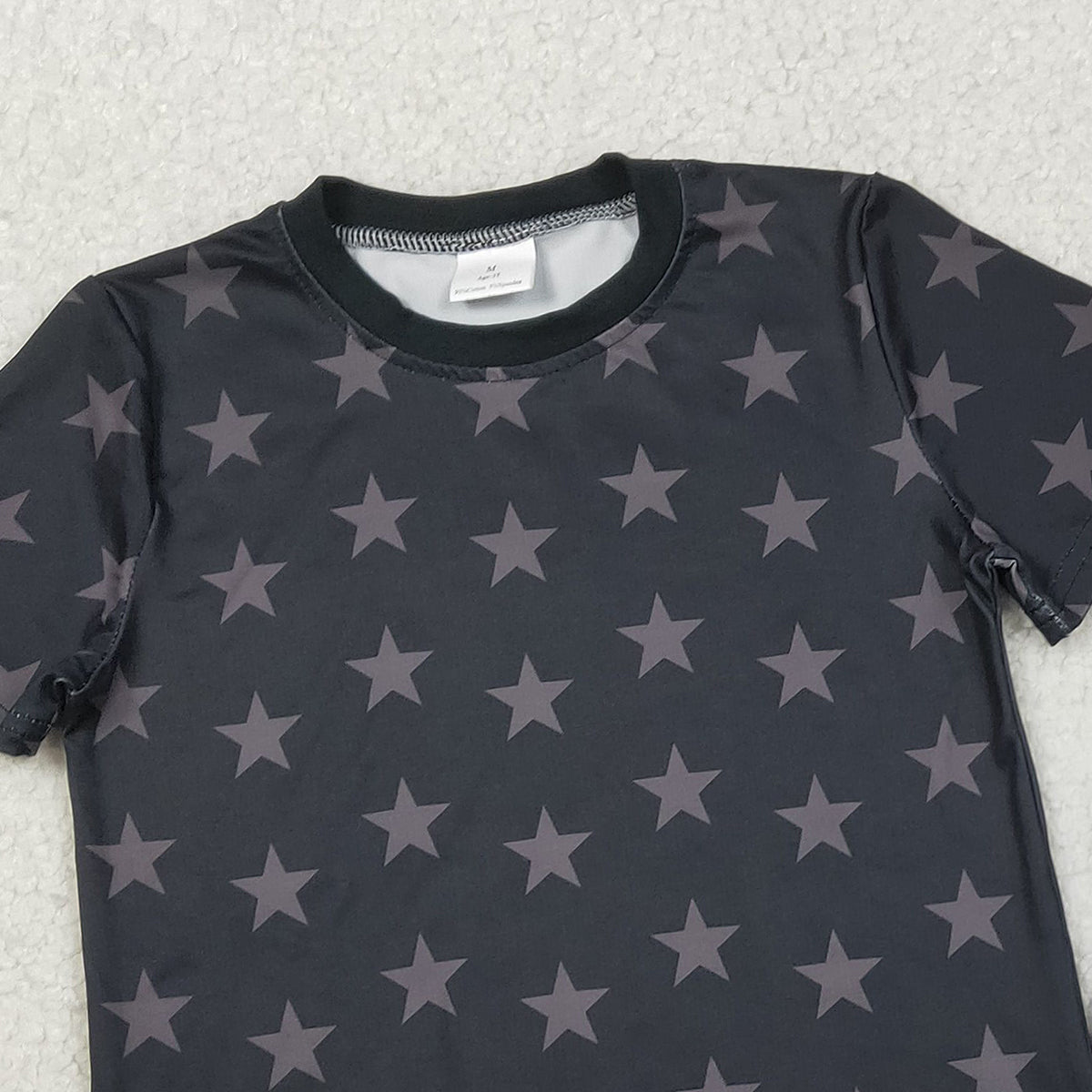 RTS NO MOQ GSSO2913 Baby Girls Stars Top And Checked Shorts Outfit Set Short Sleeve 4th of July Clothing for Little Ones