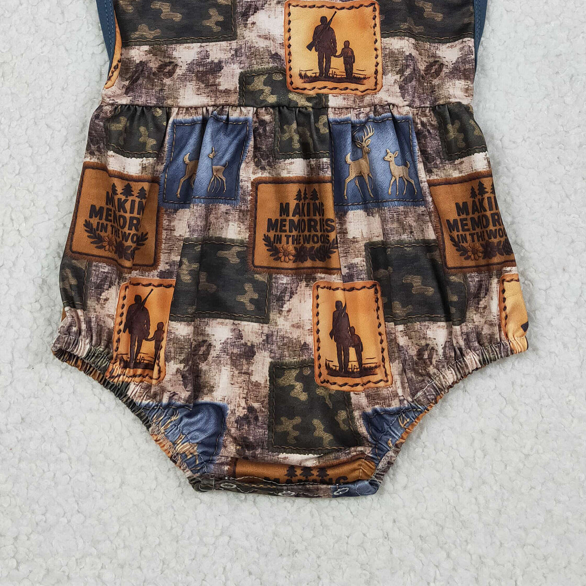 RTS NO MOQ SR3925 Baby Boys Camouflage Checked Strap Rompers Deer Hunting Outfit
