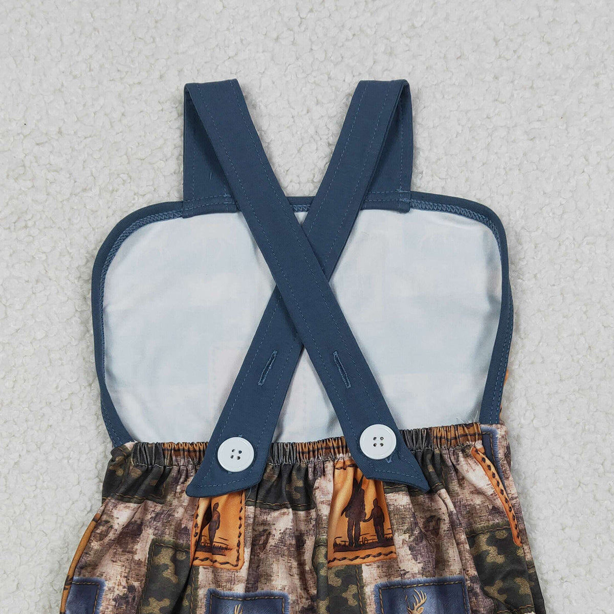 RTS NO MOQ SR3925 Baby Boys Camouflage Checked Strap Rompers Deer Hunting Outfit