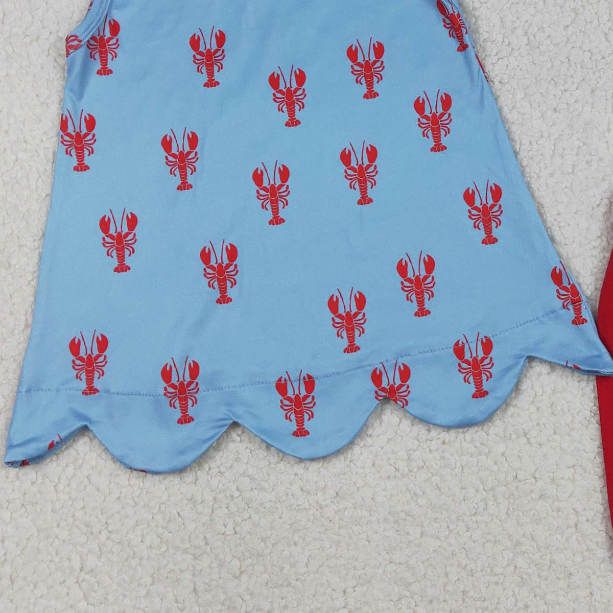 RTS NO MOQ GSSO3050 Baby Girls Sleeveless Crayfishes Scallop Tunic Ruffle Shorts Outfit Set