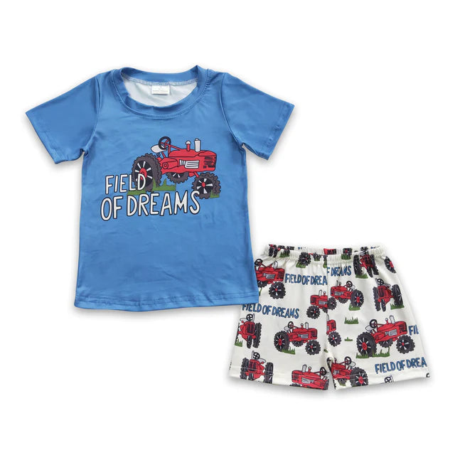 RTS NO MOQ Sibling Baby Boys County Fair Summer shorts sets