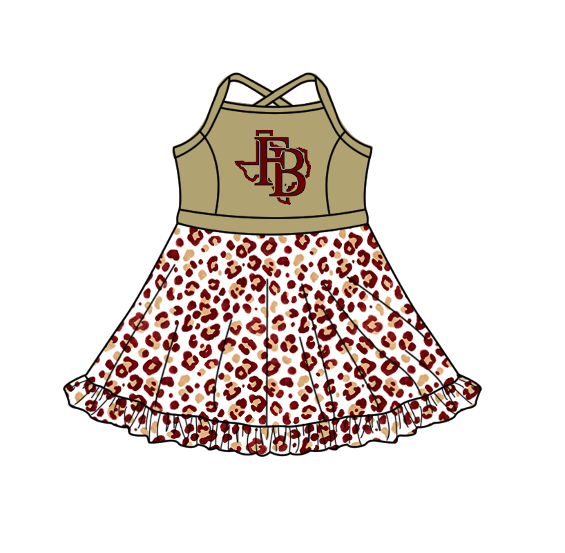 custom moq 5 mix size XY063010 Baby Girls Strap Activity Wear Leopard Print Knee Length Skort Yoga Dress