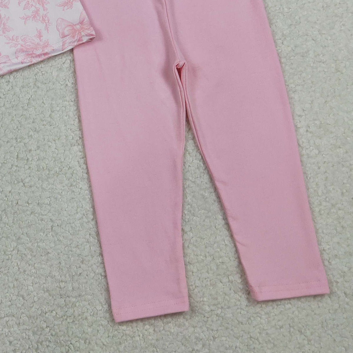 RTS NO MOQ GLP3285 Baby Girls Embroidered Checked Tunic with Pink Flowers Matching Legging Pants 2-Piece Outfit Set
