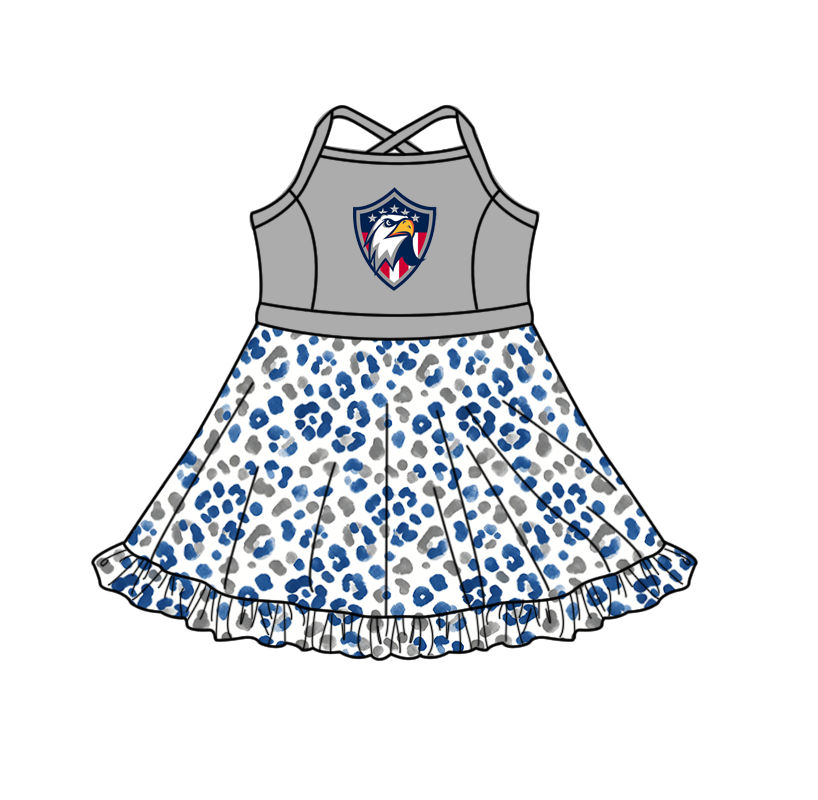 custom moq 5 mix size XY063010 Baby Girls Strap Activity Wear Leopard Print Knee Length Skort Yoga Dress