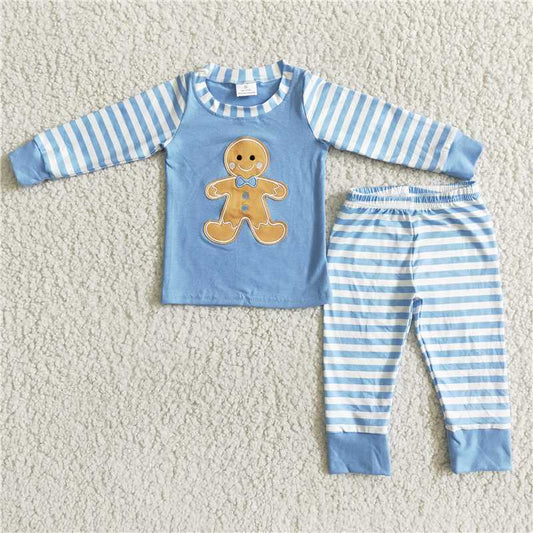 RTS NO MOQ（In Stock) 6 B8-23 Embroidered Christmas Long Sleeve Pants Set