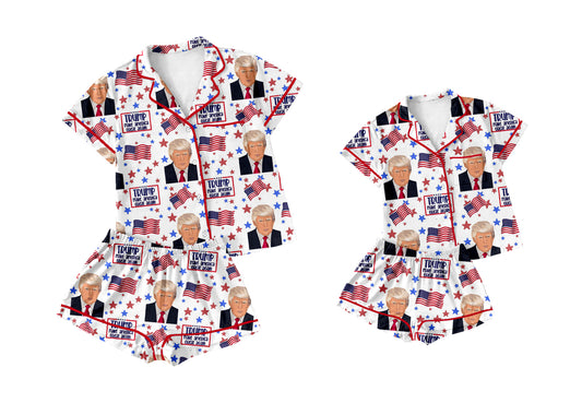 11.26 custom each style moq 5eta 4-6week Sibling Sister 4th of july baby boys short sleeve shorts sets and adult sets match design