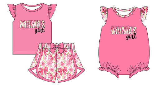 12.4 custom each style moq 5eta 4-6week Sibling Sister MAMA GIRL Baby girl short sleeve shorts sets and rompers match design