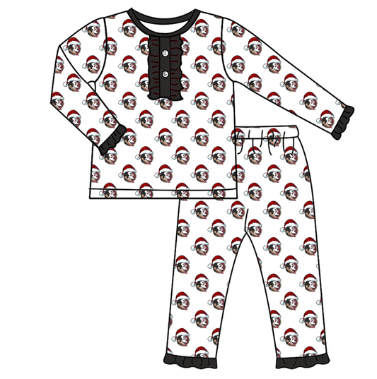 Custom moq 5 tat about 6-8 weeks Christmas hat human head feather girls pajamas