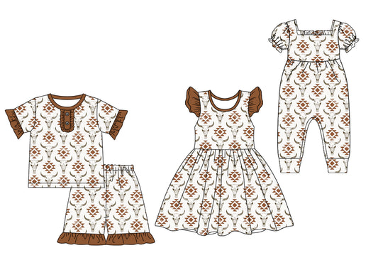 2.10 custom each style moq 5eta 4-6week Sibling Sisters baby girl short sleeve shorts sets and dress and rompers match family design