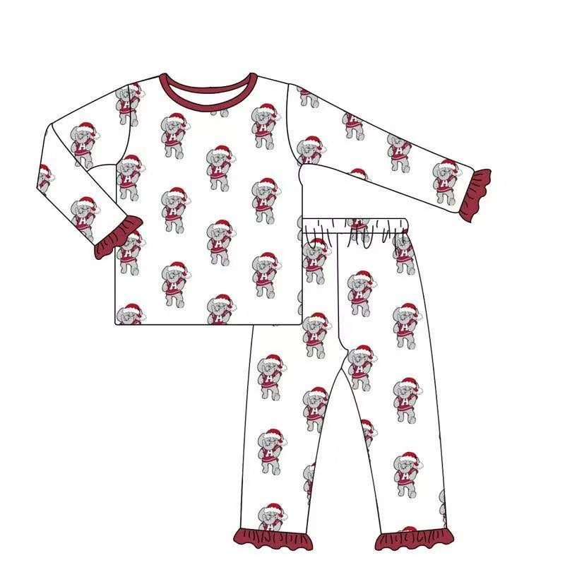 Custom moq 5 each style eta 6-7weeks baby girl clothes team white long sleeve pants sets 1 and sets 2-25.8.4