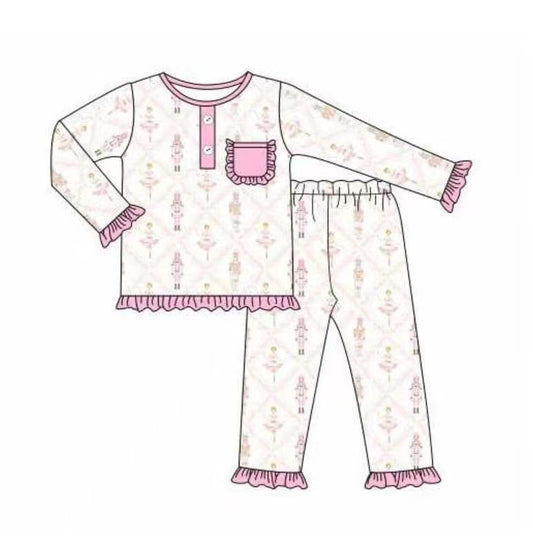 5.11custom each style moq 5eta 4-5week Sibling Sister girl dancing ballet prints pink girls set and baby romper and dress match family design