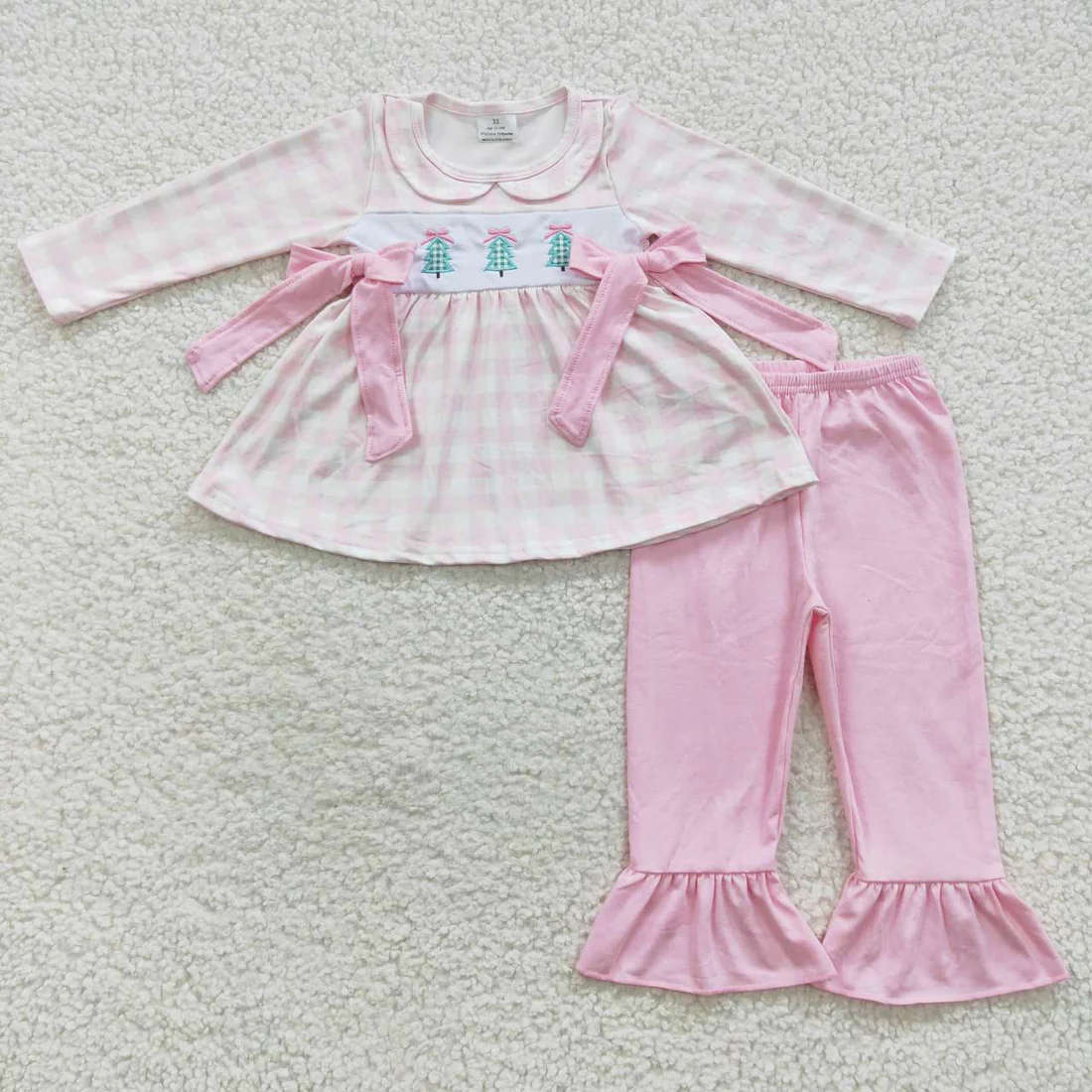 RTS NO MOQ Sibling Baby girls clothes Embroidery Christmas long-sleeved trousers suit & rompers