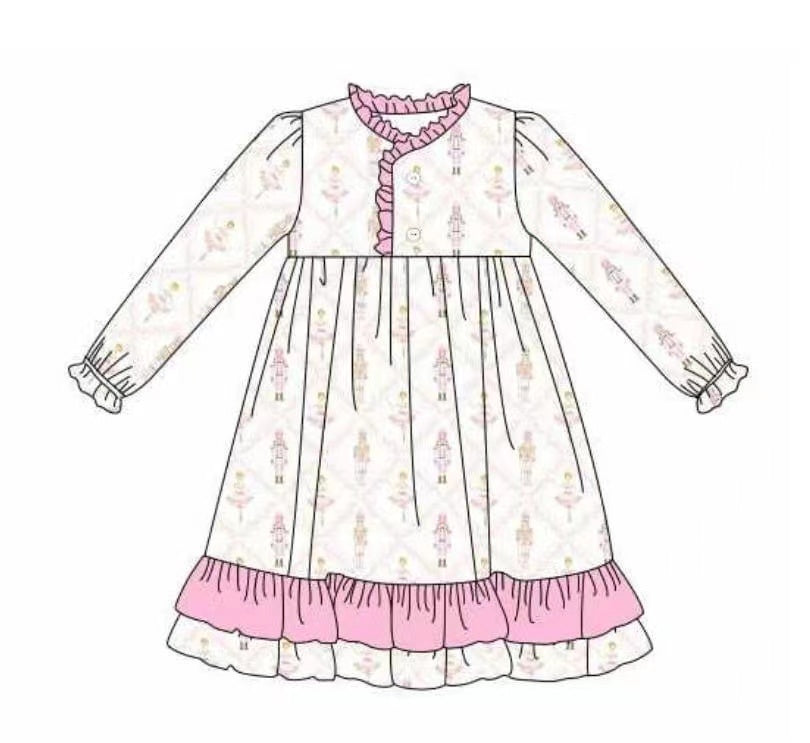 5.11custom each style moq 5eta 4-5week Sibling Sister girl dancing ballet prints pink girls set and baby romper and dress match family design