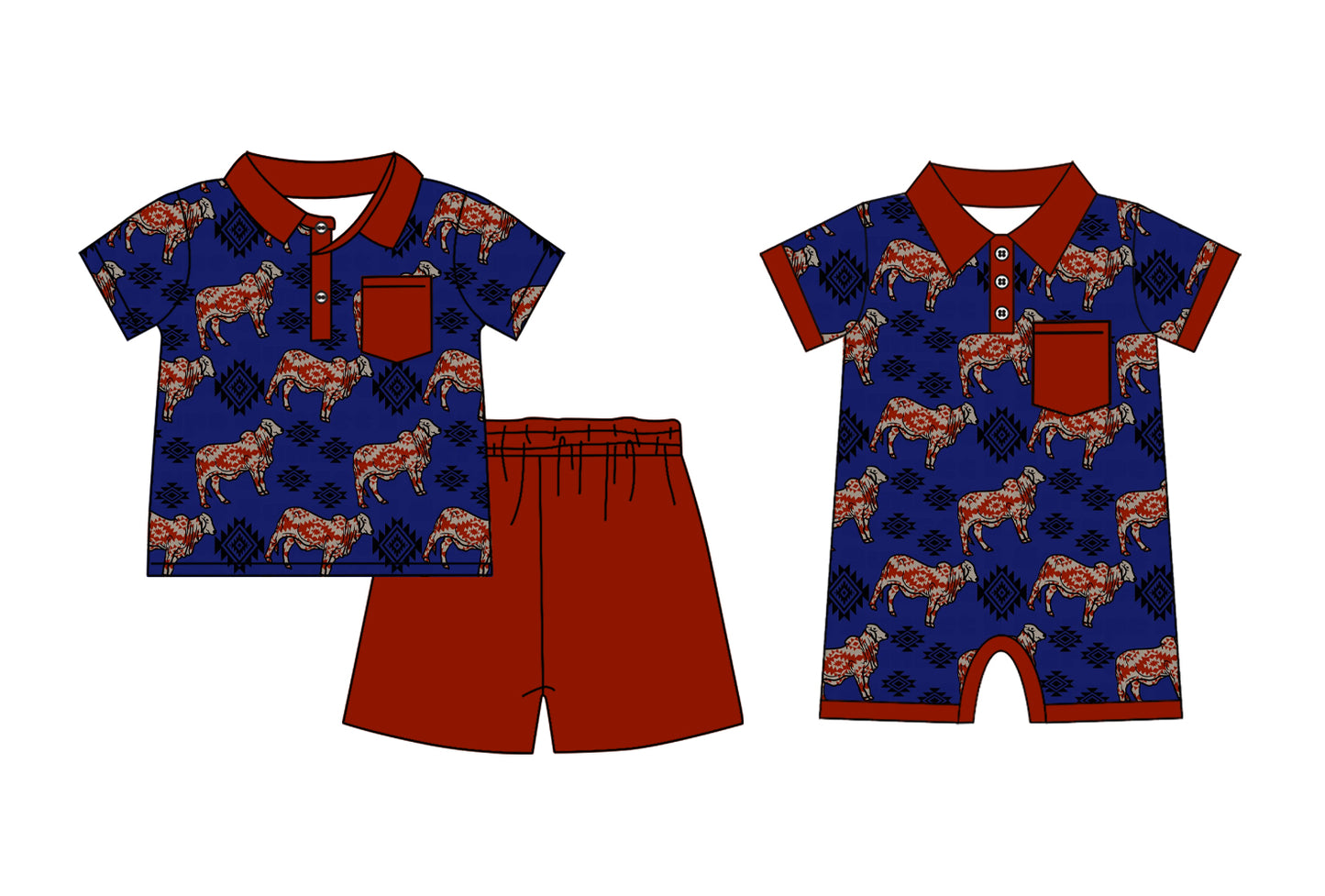 11.26 custom each style moq 5eta 4-6week Sibling Sister horse baby boy short sleeve shorts sets and rompers match design